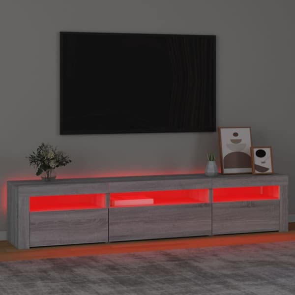 TV-bänkar - Living TV-bänk med LED-belysning grå sonoma 195x35x40 cm