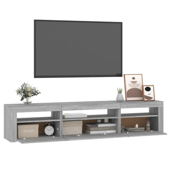 TV-bänkar - Living TV-bänk med LED-belysning grå sonoma 195x35x40 cm