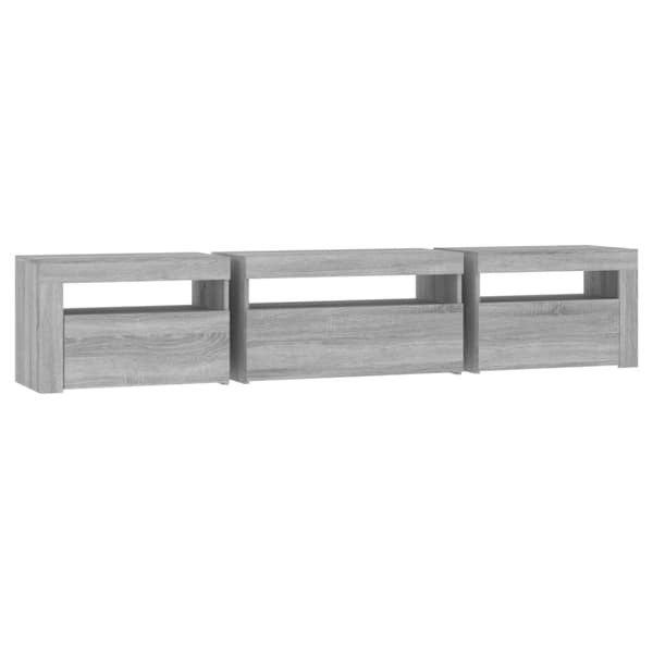 TV-bänkar - Living TV-bänk med LED-belysning grå sonoma 195x35x40 cm