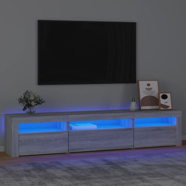 TV-bänkar - Living TV-bänk med LED-belysning grå sonoma 195x35x40 cm