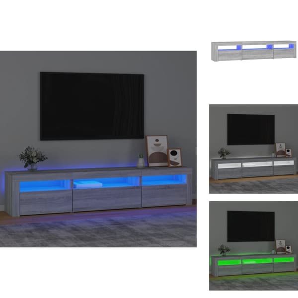 TV-bänkar - Living TV-bänk med LED-belysning grå sonoma 195x35x40 cm