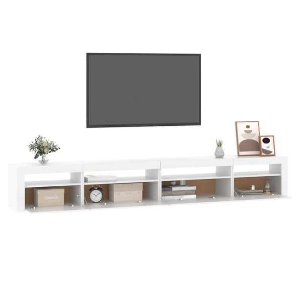 TV-bänkar - Living Tv-bänk med LED-belysning vit 270x35x40 cm