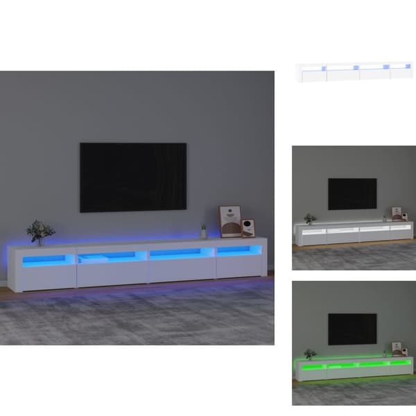 TV-bänkar - Living Tv-bänk med LED-belysning vit 270x35x40 cm