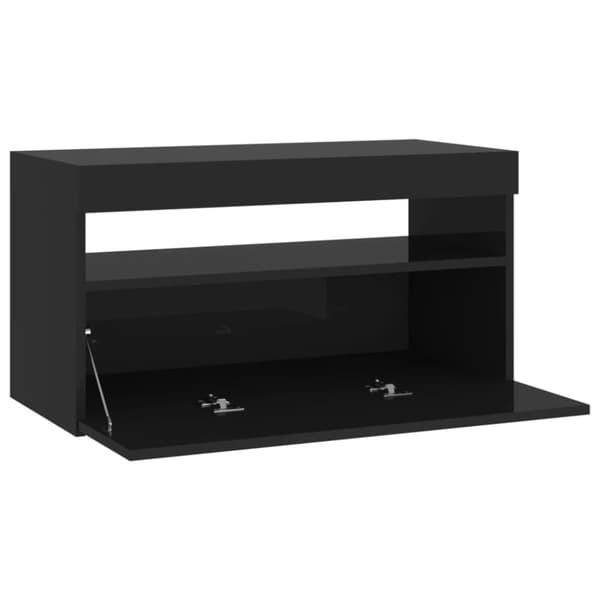 TV-møbler - Living tv-bord med LED-lys 75x35x40 cm sort