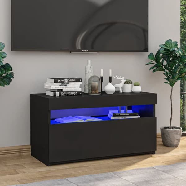 TV-møbler - Living tv-bord med LED-lys 75x35x40 cm sort