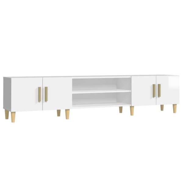 TV-møbler - Living tv-bord 180x31,5x40 cm konstrueret træ hvid højglans
