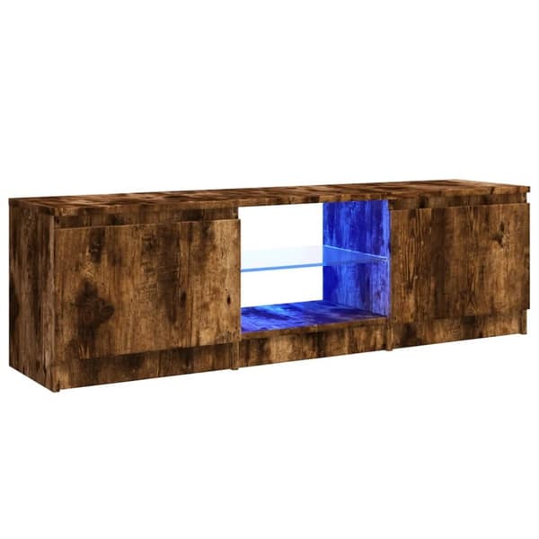 TV-bänkar - Living Tv-bänk med LED-belysning rökfärgad ek 120x30x35,5 cm