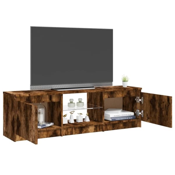 TV-bänkar - Living Tv-bänk med LED-belysning rökfärgad ek 120x30x35,5 cm