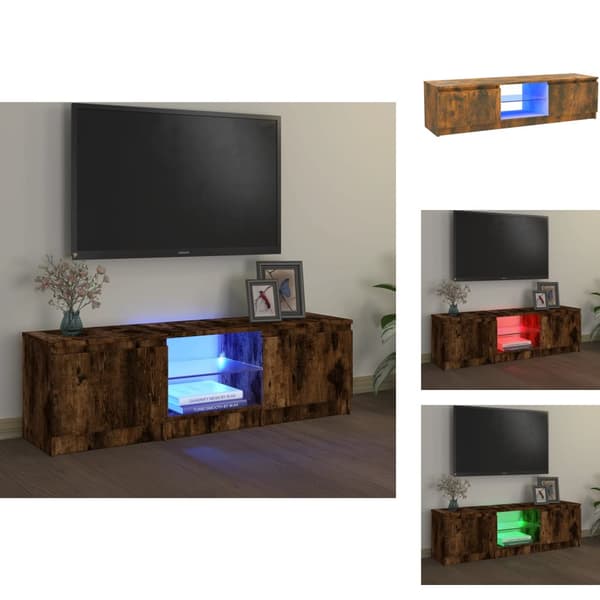 TV-bänkar - Living Tv-bänk med LED-belysning rökfärgad ek 120x30x35,5 cm