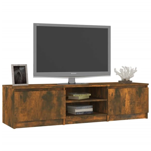 TV-møbler - Living tv-bord 140x40x35,5 cm konstrueret træ røget egetræsfinish