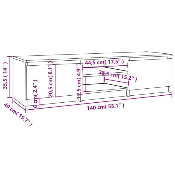 TV-møbler - Living tv-bord 140x40x35,5 cm konstrueret træ røget egetræsfinish
