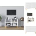 Pikkukuva 1 / 8: TV-tasot - Living TV-taso täyspuiset jalat valkoinen 69,5x30x50 cm