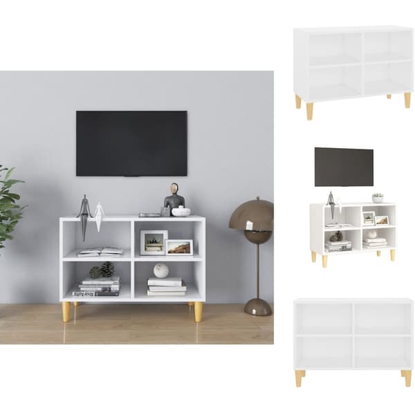 TV-møbler - Living tv-skab med massive træben 69,5x30x50 cm hvid
