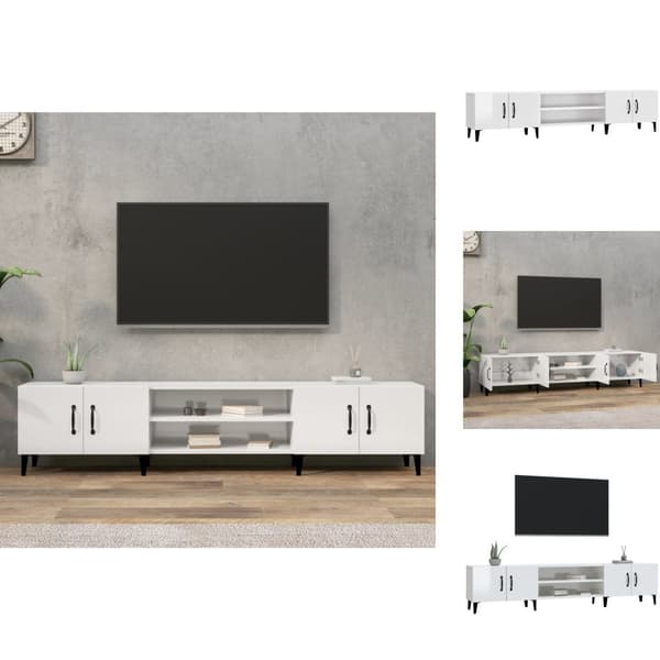 TV-møbler - Living tv-bord 180x31,5x40 cm konstrueret træ hvid højglans