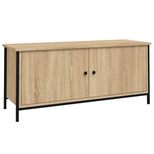 TV-bänkar - Living Tv-bänk med dörrar sonoma-ek 102x35x45 cm konstruerat trä