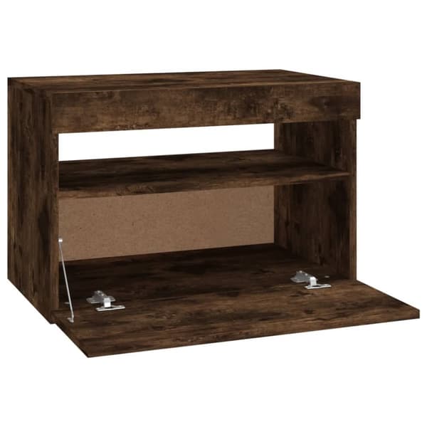 TV-møbler - Living tv-bord med LED-lys 60x35x40 cm røget eg