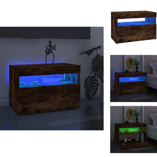 TV-møbler - Living tv-bord med LED-lys 60x35x40 cm røget eg