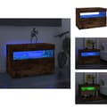 Miniatyrbillede 1 af 11: TV-møbler - Living tv-bord med LED-lys 60x35x40 cm røget eg