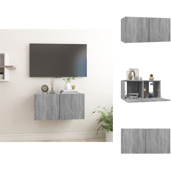 TV-møbler - Living væghængt tv-bord 60x30x30 cm konstrueret træ grå sonoma-eg
