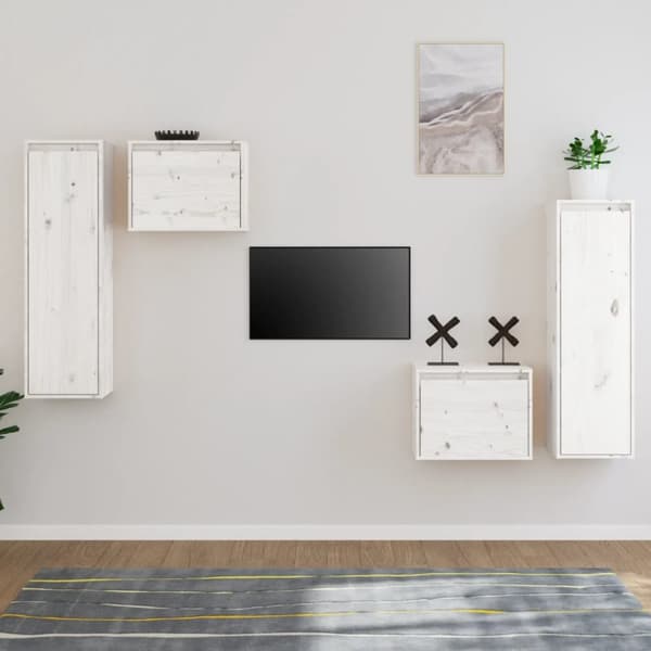TV-bänkar - Living Tv-bänk 4 st vit massiv furu