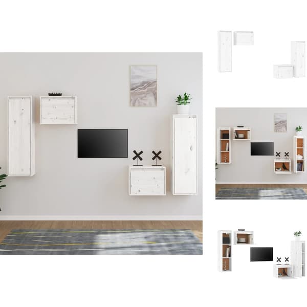TV-bänkar - Living Tv-bänk 4 st vit massiv furu