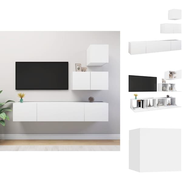 TV-bänkar - Living TV-skåp 4 delar vit konstruerat trä