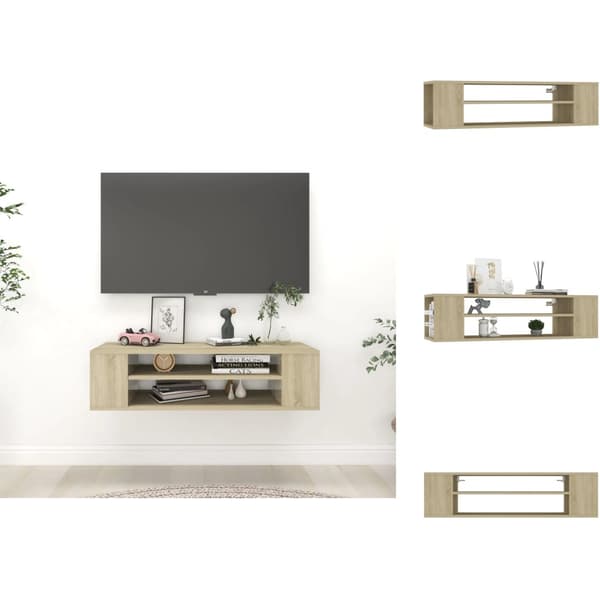TV-bänkar - Living Väggmonterad tv-bänk sonoma-ek 100x30x26,5 cm konstruerat trä
