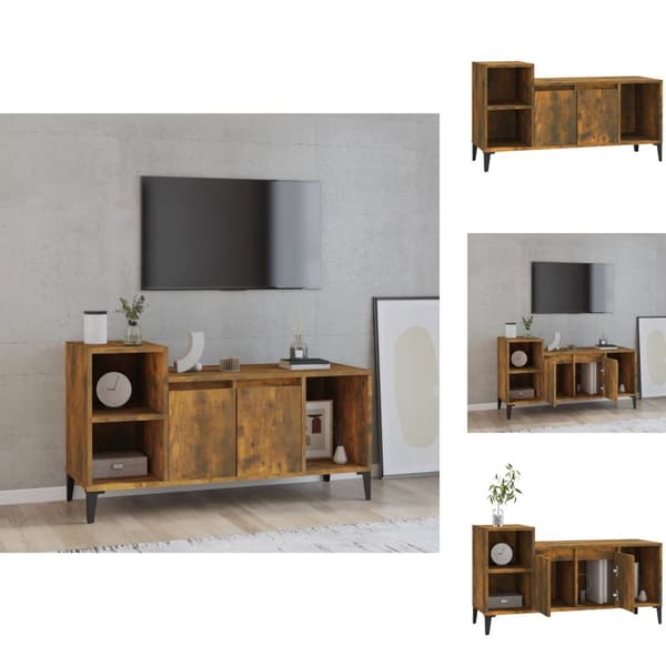 TV-møbler - Living tv-bord 100x35x55 cm konstrueret træ røget egetræsfarve