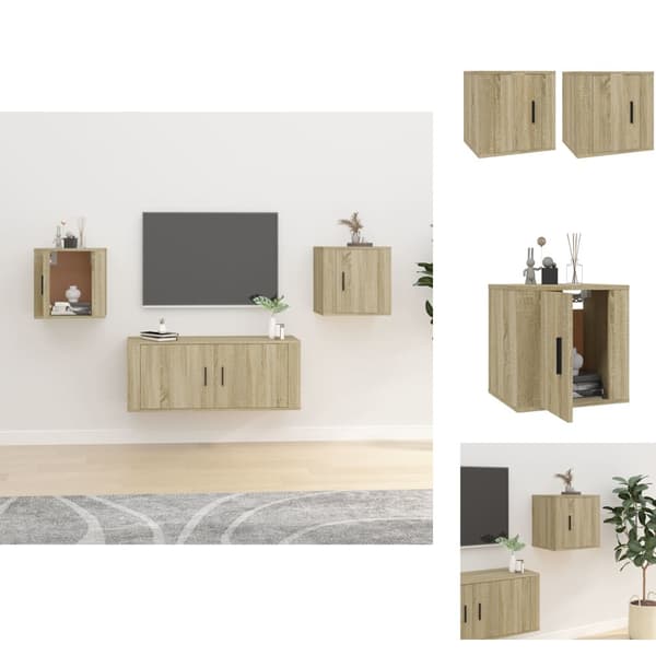 TV-bänkar - Living Väggmonterade tv-skåp 2 st Sonoma ek 40x34,5x40 cm