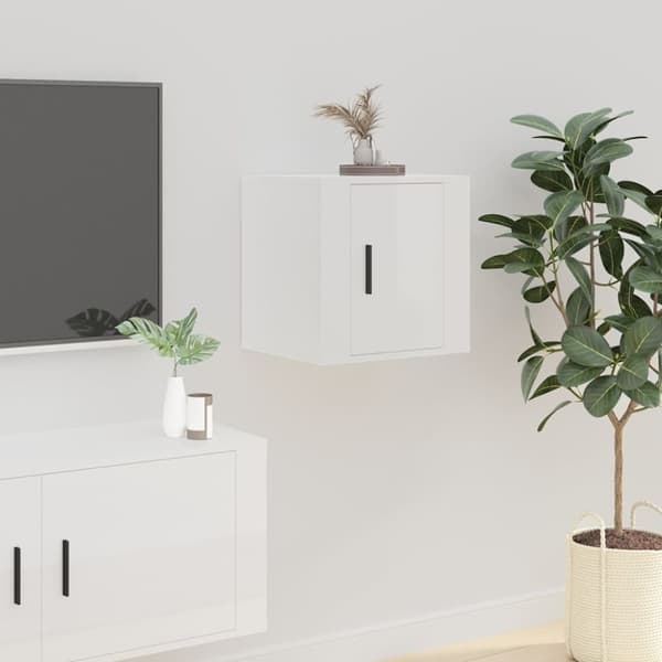 TV-møbler - Living væghængte tv-skabe 2 stk. 40x34,5x40 cm hvid højglans