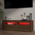 Pikkukuva 11 / 11: TV-tasot - Living TV-taso LED-valoilla ruskea tammi 120x35x40 cm