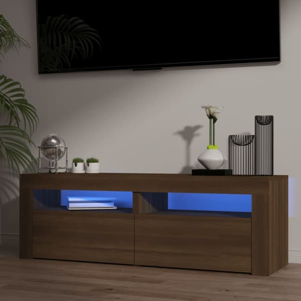 TV-tasot - Living TV-taso LED-valoilla ruskea tammi 120x35x40 cm