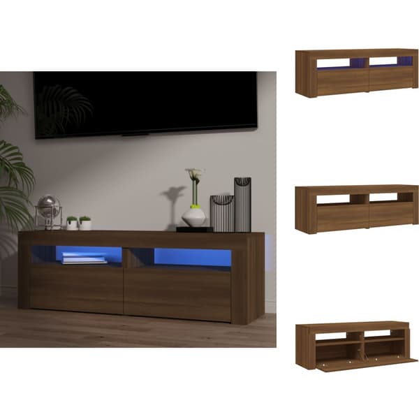TV-tasot - Living TV-taso LED-valoilla ruskea tammi 120x35x40 cm