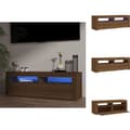 Pikkukuva 1 / 11: TV-tasot - Living TV-taso LED-valoilla ruskea tammi 120x35x40 cm
