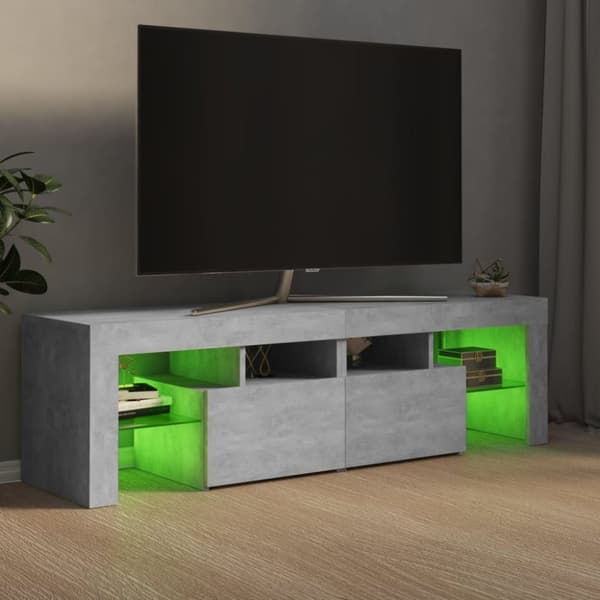 TV-møbler - Living tv-bord med LED-lys 140x36,5x40 cm betongrå