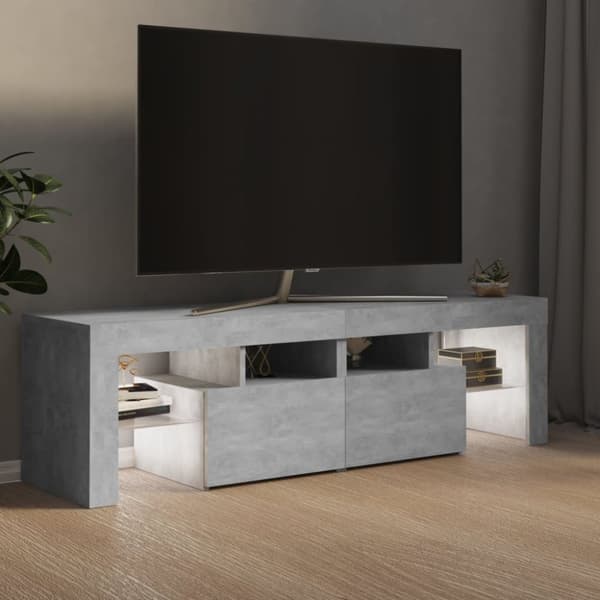 TV-møbler - Living tv-bord med LED-lys 140x36,5x40 cm betongrå
