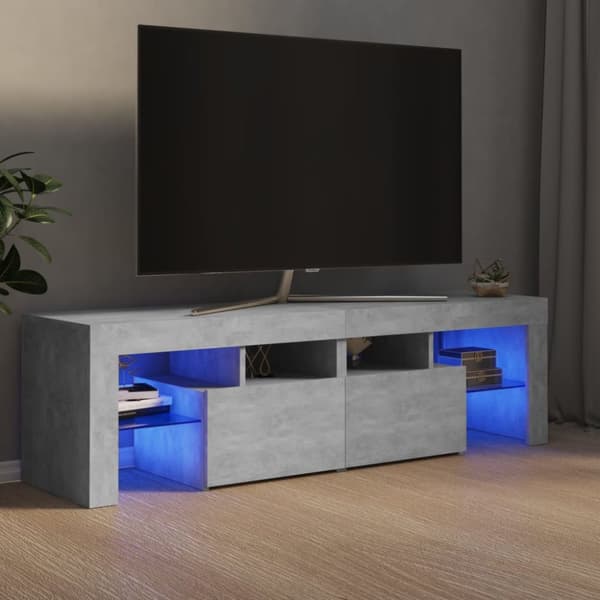TV-møbler - Living tv-bord med LED-lys 140x36,5x40 cm betongrå