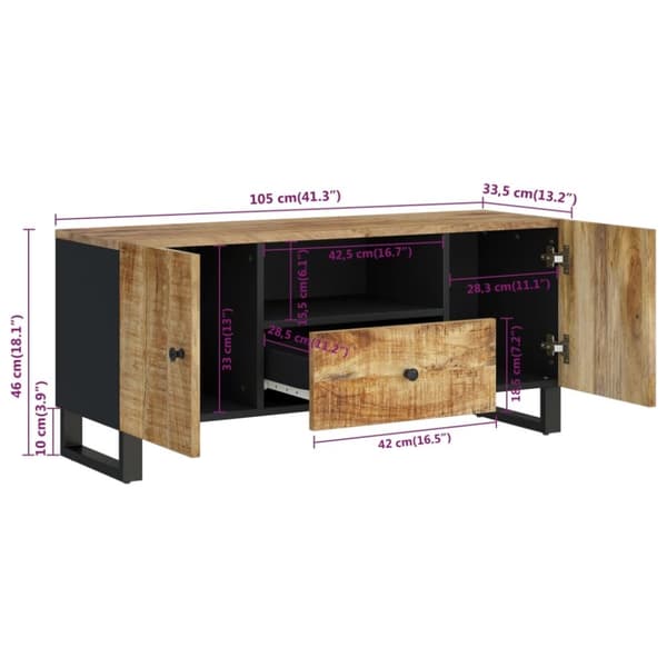 TV-bänkar - Living TV-skåp 105x33,5x46 cm massivt mangoträ och konstruerat trä