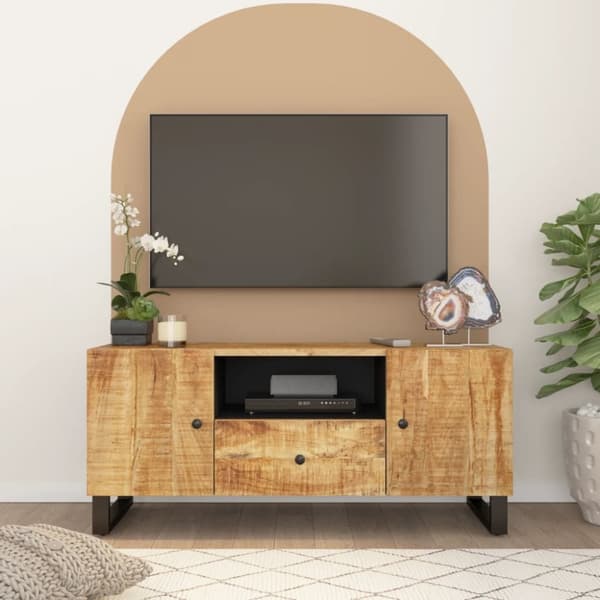 TV-bänkar - Living TV-skåp 105x33,5x46 cm massivt mangoträ och konstruerat trä
