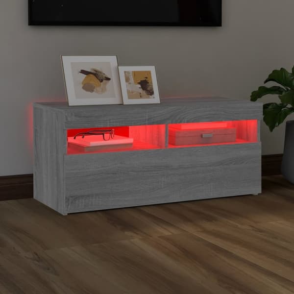 TV-tasot - Living TV-taso LED-valoilla harmaa Sonoma 90x35x40 cm