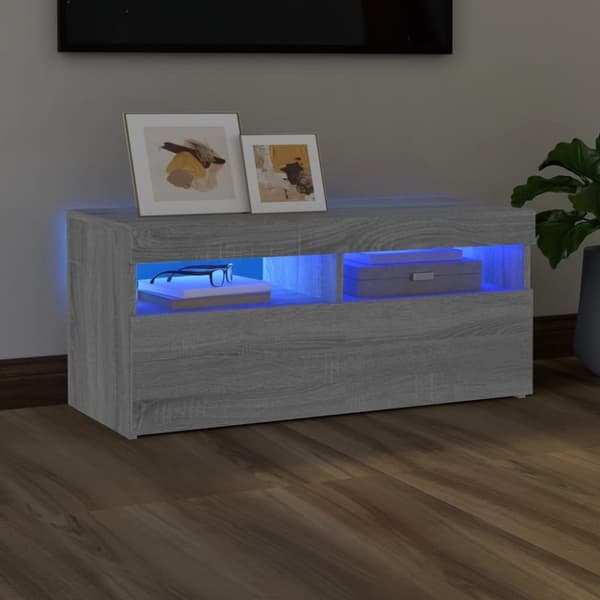 TV-tasot - Living TV-taso LED-valoilla harmaa Sonoma 90x35x40 cm