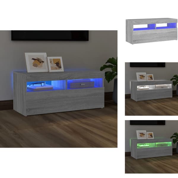 TV-tasot - Living TV-taso LED-valoilla harmaa Sonoma 90x35x40 cm