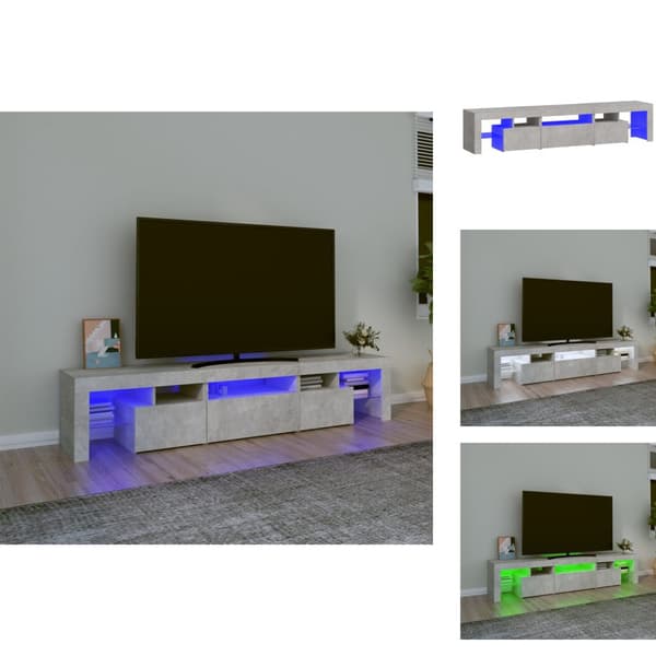 TV-bänkar - Living Tv-bänk med LED-belysning betonggrå 200x36,5x40 cm