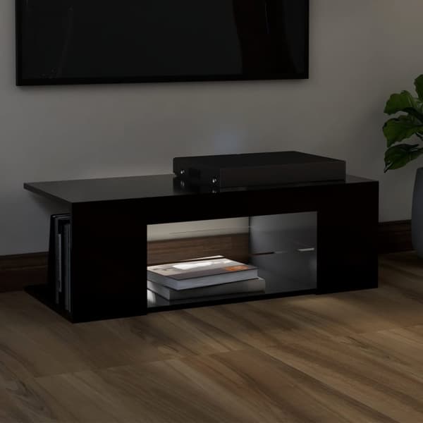 TV-møbler - Living tv-bord med LED-lys 90x39x30 cm sort