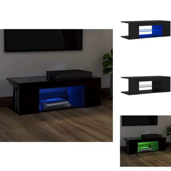 TV-møbler - Living tv-bord med LED-lys 90x39x30 cm sort