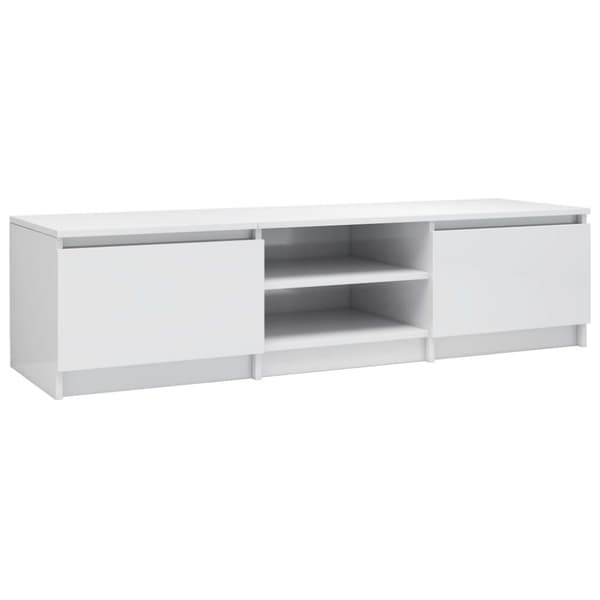 TV-møbler - Living tv-bord 140x40x35,5 cm konstrueret træ hvid højglans
