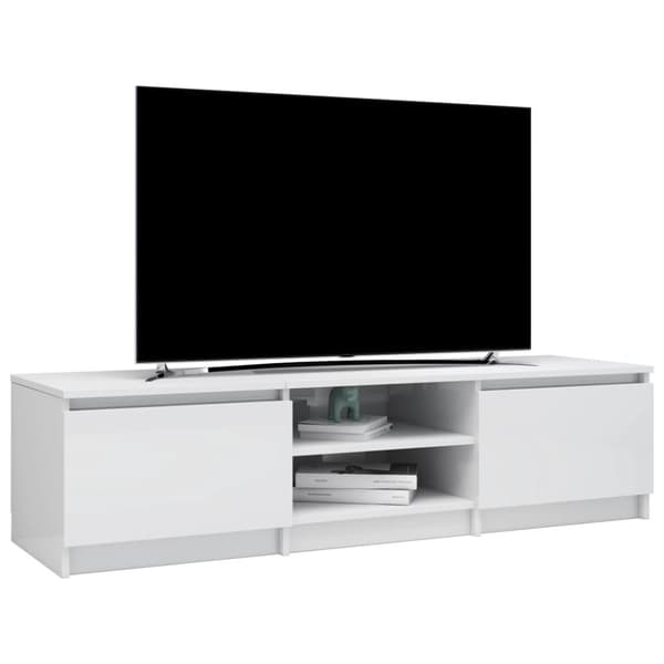TV-møbler - Living tv-bord 140x40x35,5 cm konstrueret træ hvid højglans