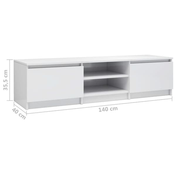 TV-møbler - Living tv-bord 140x40x35,5 cm konstrueret træ hvid højglans