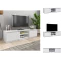 Miniatyrbillede 1 af 8: TV-møbler - Living tv-bord 140x40x35,5 cm konstrueret træ hvid højglans