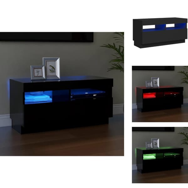 TV-bänkar - Living TV-bänk med LED-belysning svart 80x35x40 cm